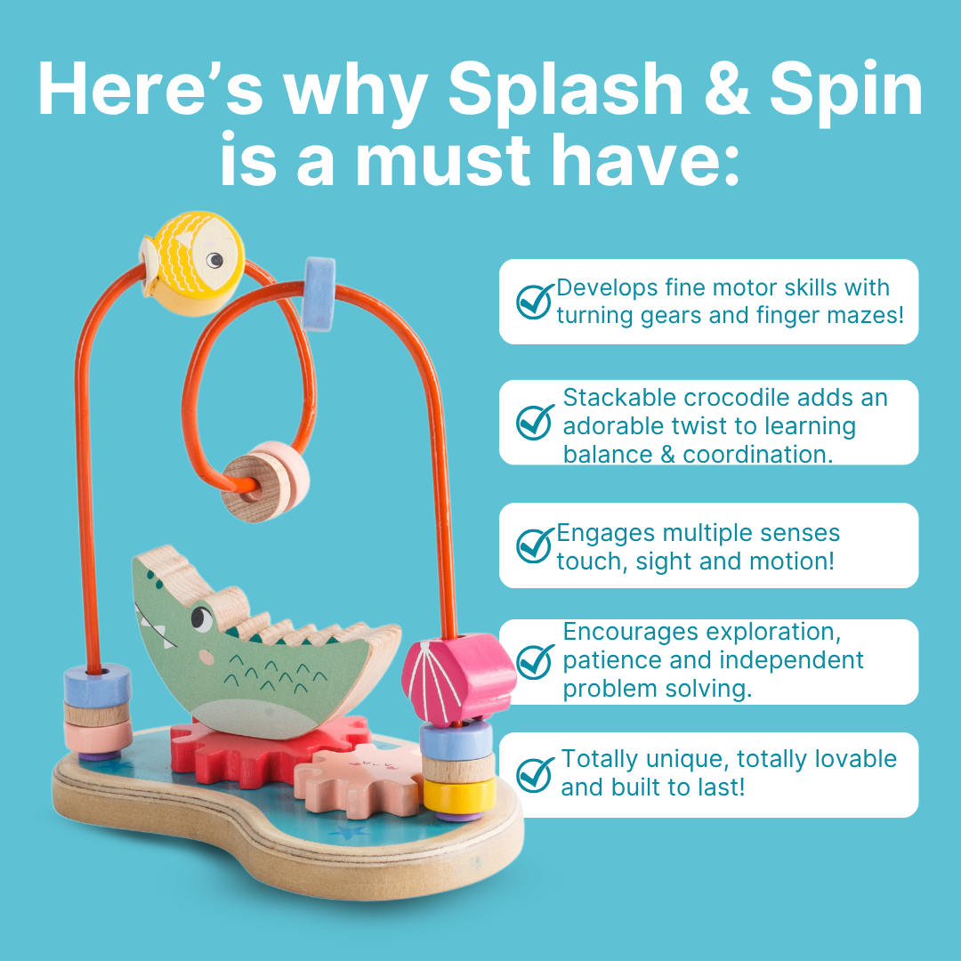 Cots and Cuddles Wooden Splash & Spin Gear and Maze Board