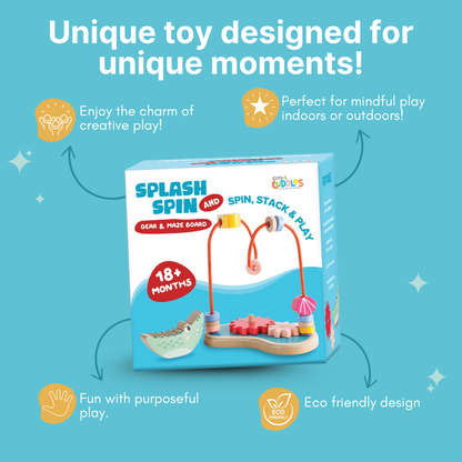 Cots and Cuddles Wooden Splash & Spin Gear and Maze Board