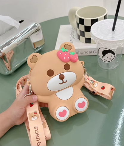 Adorable Teddy Design Sling Bag with Comb and Mirror