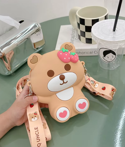 Adorable Teddy Design Sling Bag with Comb and Mirror