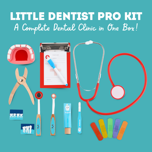 Cots and Cuddles Premium Wooden Little Doctor Dentist Pro Kit Pretend Play for Kids