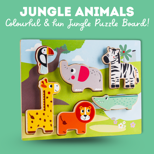 Cots and Cuddles Wooden Jungle Animal Shapes Chunky Match Puzzle