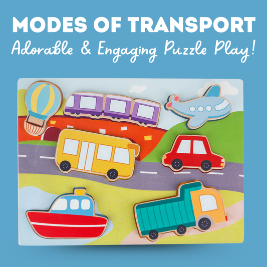 Cots and Cuddles Wooden Vehicle Shapes Chunky Match Puzzle