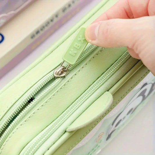 Panda Design Double Layer Pencil Pouch for Kids