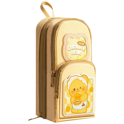 Cute Design 3-Compartment Pencil Pouch with Handle