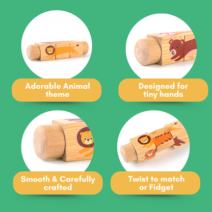 Cots and Cuddles Wooden Animal Rotate & Match Puzzle