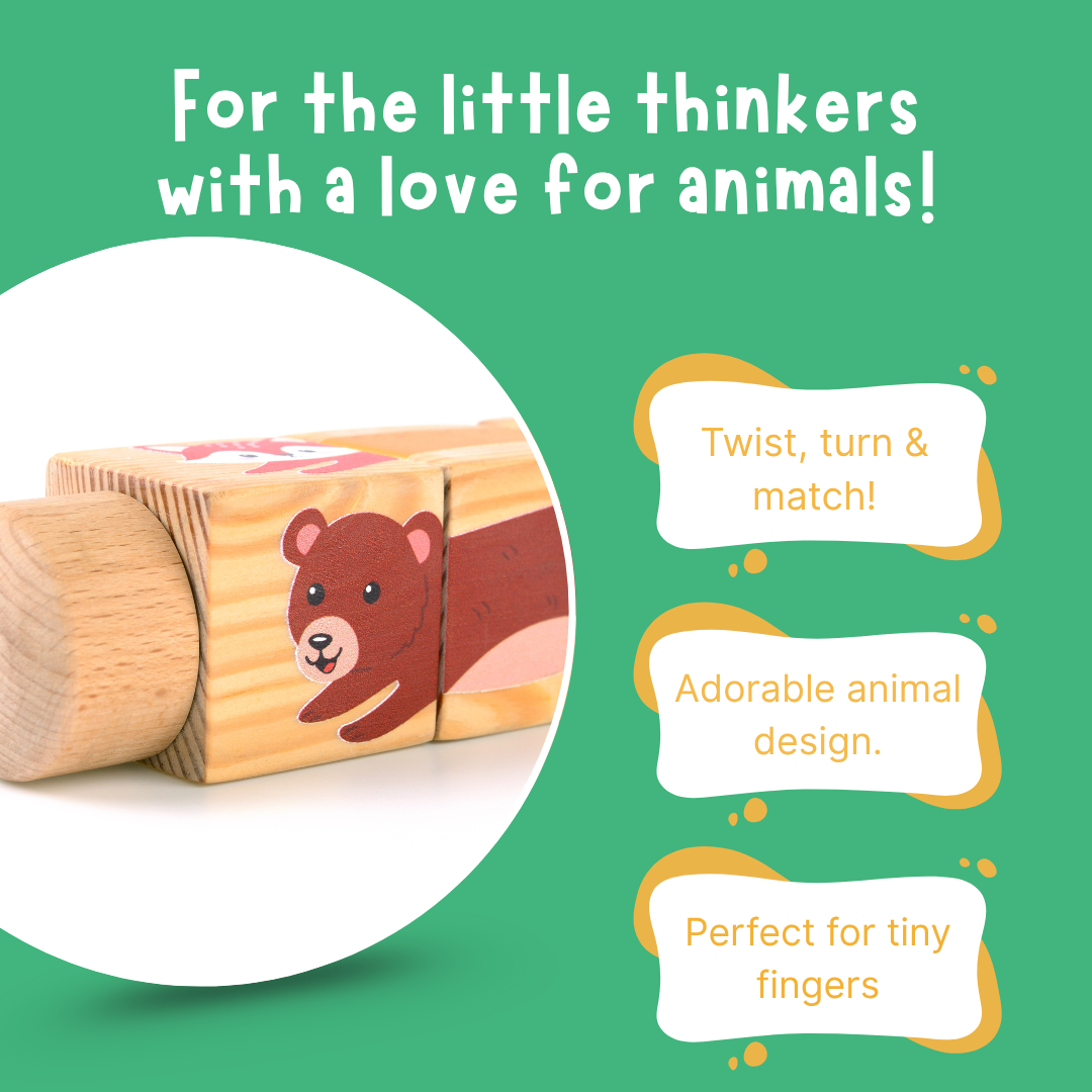 Cots and Cuddles Wooden Animal Rotate & Match Puzzle