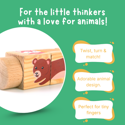 Cots and Cuddles Wooden Animal Rotate & Match Puzzle