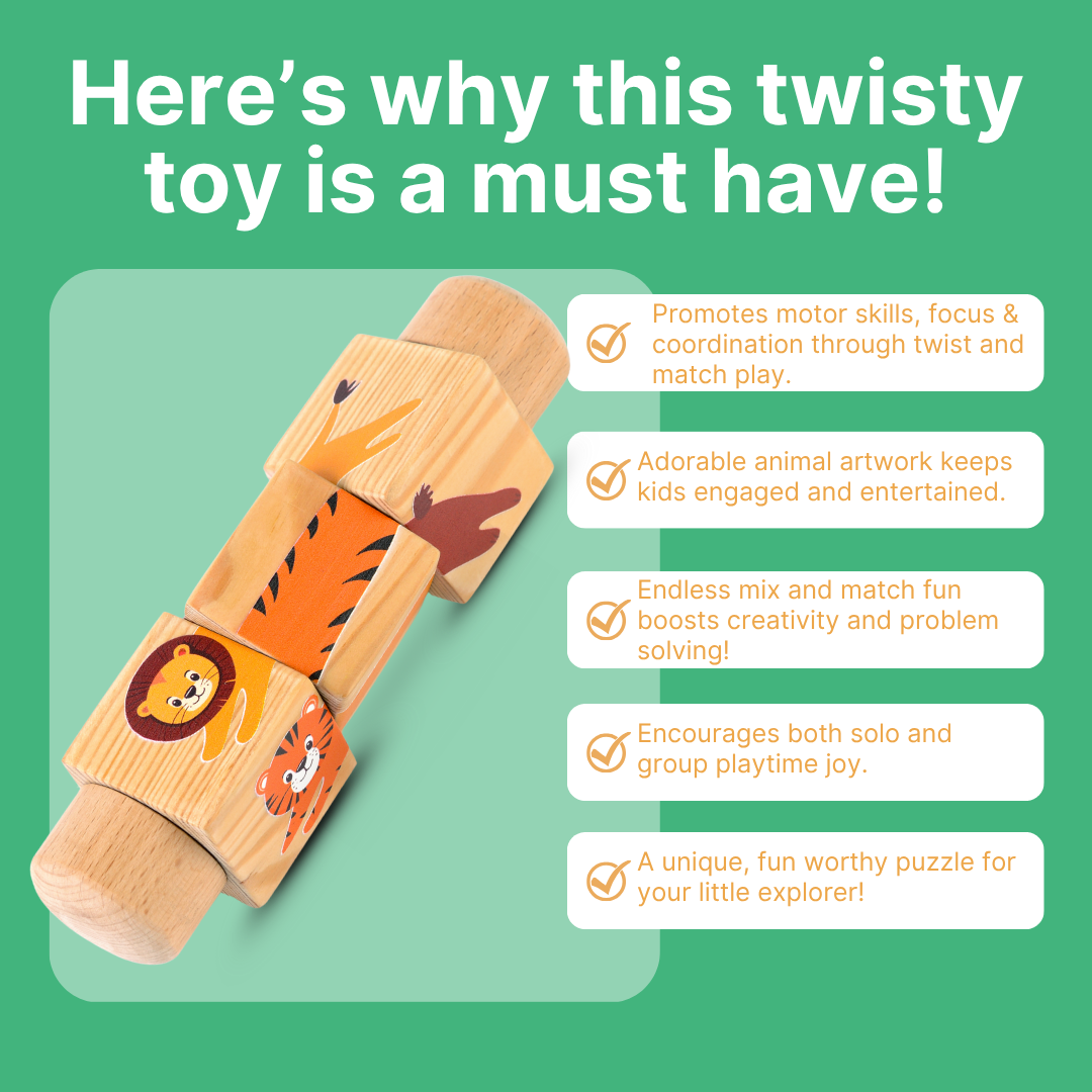 Cots and Cuddles Wooden Animal Rotate & Match Puzzle