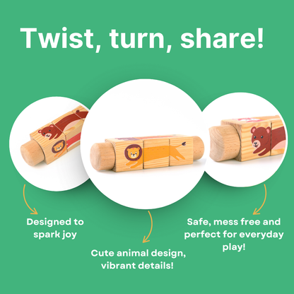 Cots and Cuddles Wooden Animal Rotate & Match Puzzle