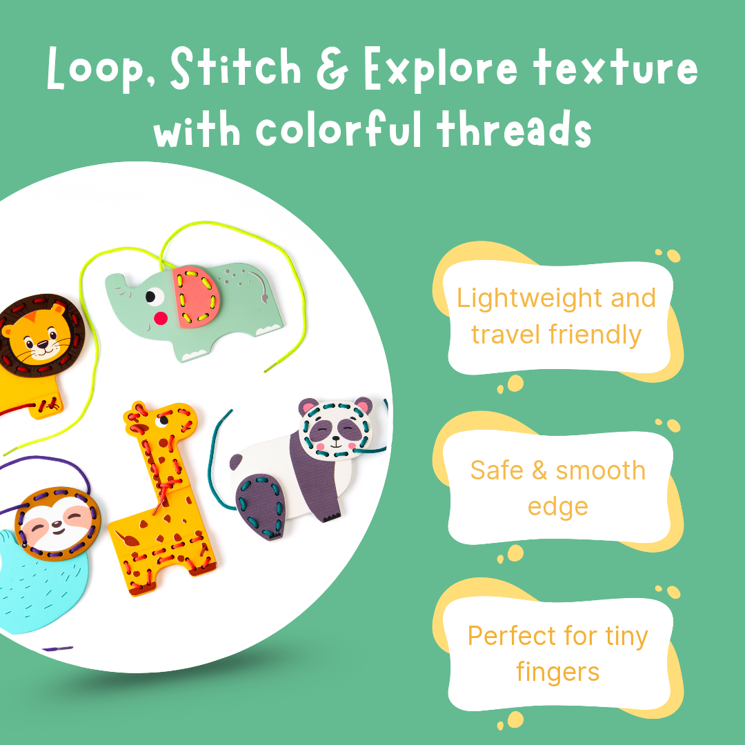 Cots and Cuddles Wooden Animal Stitch and Play Game for kids