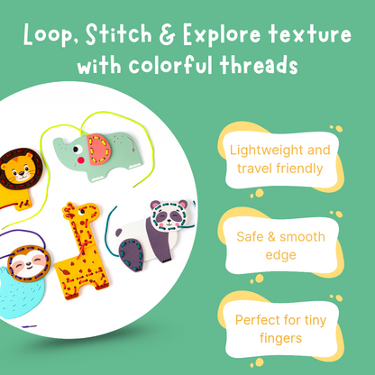 Cots and Cuddles Wooden Animal Stitch and Play Game for kids