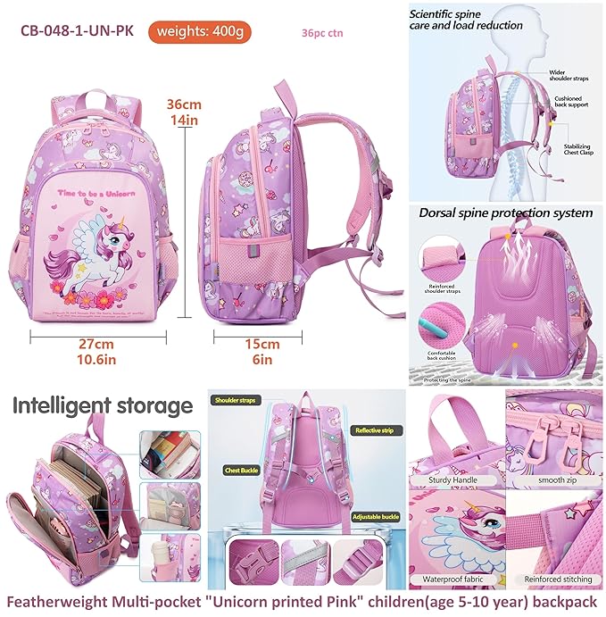 Unicorn Design Backpack for Kids (Purple)