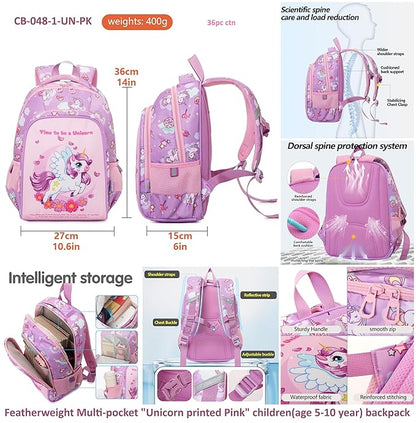Unicorn Design Backpack for Kids (Purple)