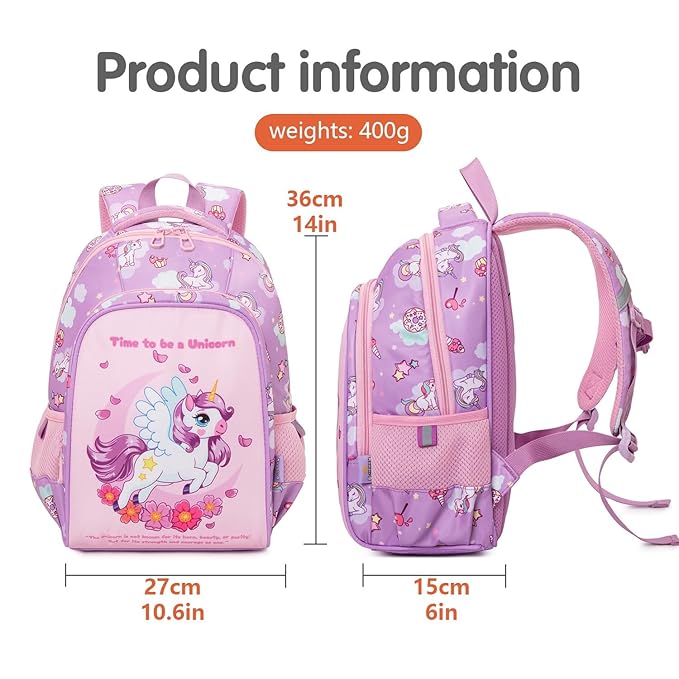 Unicorn Design Backpack for Kids (Purple)