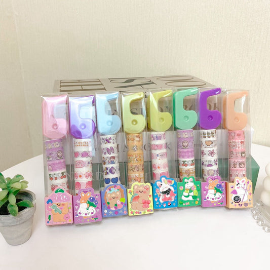 8 Washi Sticker Tape Rolls with Dispenser for ArtCraft