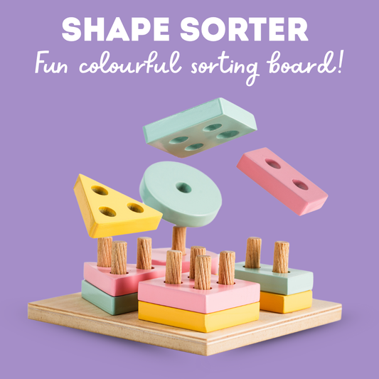 Cots and Cuddles - Wooden Shape Sorter Toy for Toddlers (2+ Year Old)