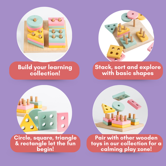 Cots and Cuddles - Wooden Shape Sorter Toy for Toddlers (2+ Year Old)